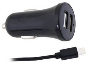 The Store אביזרים ואלקטרוניקה מטען לרכב בחיבור USB כפול GPlus 2.4A עם כבל Lightning